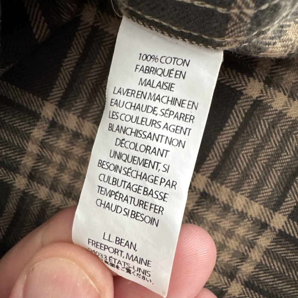 L.L. Bean Men's Sz XL Cotton Flannel Plaid Button Down Neutral Colors #167 - Picture 7 of 11